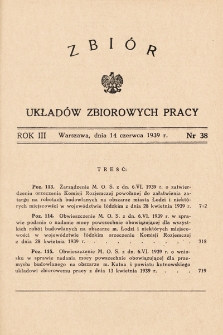 Zbiór Układów Zbiorowych Pracy. 1939, nr 38