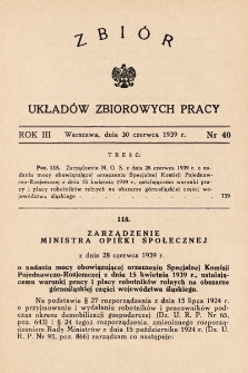 Zbiór Układów Zbiorowych Pracy. 1939, nr 40