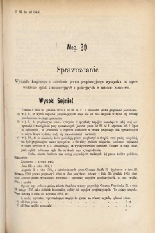 [Kadencja IV, sesja IV, al. 80] Alegata do Sprawozdań Stenograficznych z Czwartej Sesyi Czwartego Peryodu Sejmu Krajowego Królestwa Galicyi i Lodomeryi wraz z Wielkiem Księstwem Krakowskiem z roku 1881. Alegat 80