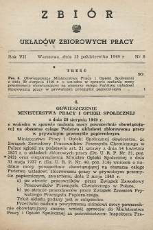 Zbiór Układów Zbiorowych Pracy. 1949, nr 8