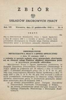 Zbiór Układów Zbiorowych Pracy. 1949, nr 9