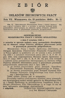 Zbiór Układów Zbiorowych Pracy. 1949, nr 11