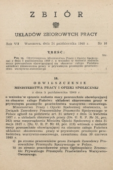 Zbiór Układów Zbiorowych Pracy. 1949, nr 16