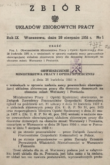 Zbiór Układów Zbiorowych Pracy. 1951, nr 1