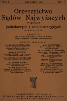 Orzecznictwo Sądów Najwyższych w Sprawach Podatkowych i Administracyjnych. R. 1, 1932, T. 1, nr 3