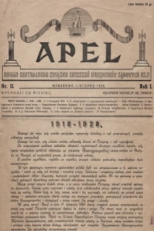 Apel : organ Centralnego Związku Zrzeszeń Urzędników Sądowych Rz. P. 1928, nr 11