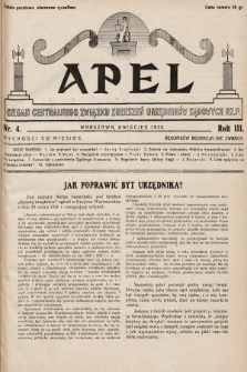 Apel : organ Centralnego Związku Zrzeszeń Urzędników Sądowych Rz. P. 1930, nr 4