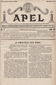 Apel : organ Centralnego Związku Zrzeszeń Urzędników Sądowych Rz. P. 1930, nr 5