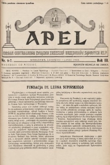 Apel : organ Centralnego Związku Zrzeszeń Urzędników Sądowych Rz. P. 1930, nr 6-7