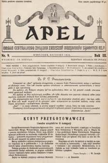 Apel : organ Centralnego Związku Zrzeszeń Urzędników Sądowych Rz. P. 1930, nr 9