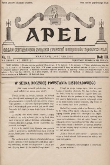 Apel : organ Centralnego Związku Zrzeszeń Urzędników Sądowych Rz. P. 1930, nr 11