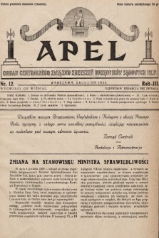 Apel : organ Centralnego Związku Zrzeszeń Urzędników Sądowych Rz. P. 1930, nr 12