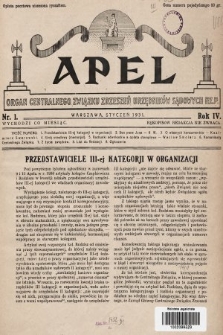 Apel : organ Centralnego Związku Zrzeszeń Urzędników Sądowych Rz. P. 1931, nr 1