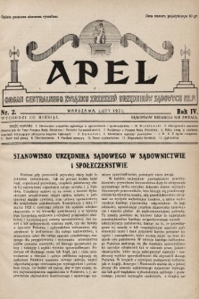 Apel : organ Centralnego Związku Zrzeszeń Urzędników Sądowych Rz. P. 1931, nr 2