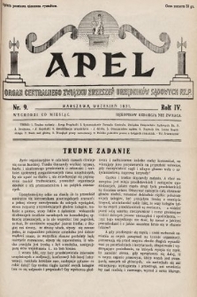 Apel : organ Centralnego Związku Zrzeszeń Urzędników Sądowych Rz. P. 1931, nr 9