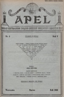 Apel : organ Centralnego Związku Zrzeszeń Urzędników Sądowych Rzplitej Polskiej. 1932, nr 3
