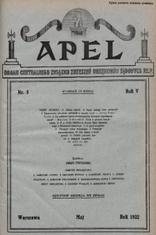 Apel : organ Centralnego Związku Zrzeszeń Urzędników Sądowych Rzplitej Polskiej. 1932, nr 5