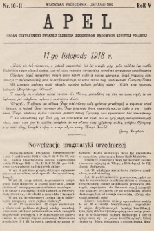 Apel : organ Centralnego Związku Zrzeszeń Urzędników Sądowych Rzplitej Polskiej. 1932, nr 10-11