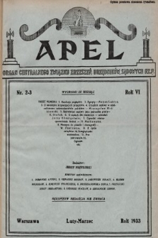 Apel : organ Centralnego Związku Zrzeszeń Urzędników Sądowych Rzplitej Polskiej. 1933, nr 2-3