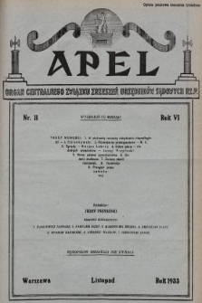 Apel : organ Centralnego Związku Zrzeszeń Urzędników Sądowych Rzplitej Polskiej. 1933, nr 11