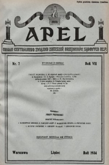 Apel : organ Centralnego Związku Zrzeszeń Urzędników Sądowych Rzplitej Polskiej. 1934, nr 7