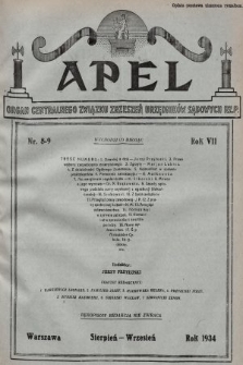 Apel : organ Centralnego Związku Zrzeszeń Urzędników Sądowych Rzplitej Polskiej. 1934, nr 8-9