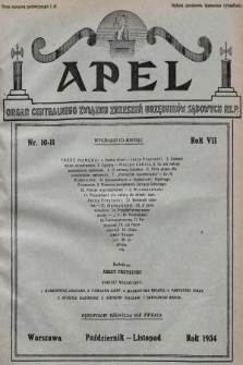Apel : organ Centralnego Związku Zrzeszeń Urzędników Sądowych Rzplitej Polskiej. 1934, nr 10-11