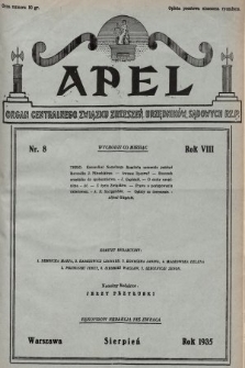 Apel : organ Związku Zrzeszeń Urzędników Sądowych i Prokuratorskich Rzplitej Polskiej. 1935, nr 8