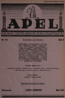 Apel : organ prasowy Związku Zrzeszeń Urzędników Sądowych i Prokuratorskich R. P. 1937, nr 7-8