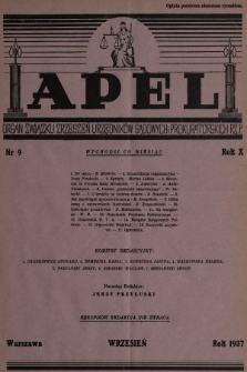 Apel : organ prasowy Związku Zrzeszeń Urzędników Sądowych i Prokuratorskich R. P. 1937, nr 9