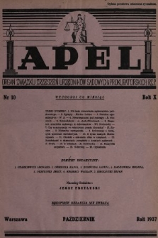 Apel : organ prasowy Związku Zrzeszeń Urzędników Sądowych i Prokuratorskich R. P. 1937, nr 10