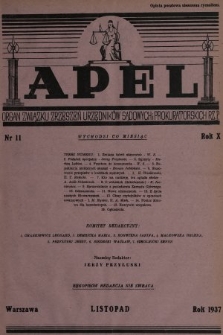 Apel : organ prasowy Związku Zrzeszeń Urzędników Sądowych i Prokuratorskich R. P. 1937, nr 11
