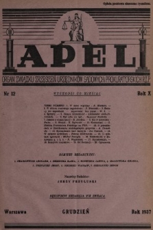 Apel : organ prasowy Związku Zrzeszeń Urzędników Sądowych i Prokuratorskich R. P. 1937, nr 12