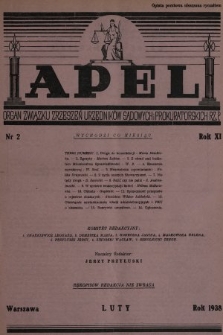 Apel : organ prasowy Związku Zrzeszeń Urzędników Sądowych i Prokuratorskich R. P. 1938, nr 2