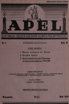 Apel : organ prasowy Związku Zrzeszeń Urzędników Sądowych i Prokuratorskich R. P. 1938, nr 5