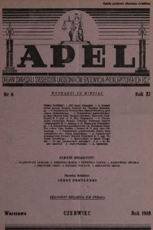 Apel : organ prasowy Związku Zrzeszeń Urzędników Sądowych i Prokuratorskich R. P. 1938, nr 6