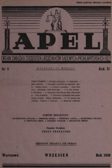 Apel : organ prasowy Związku Zrzeszeń Urzędników Sądowych i Prokuratorskich R. P. 1938, nr 9