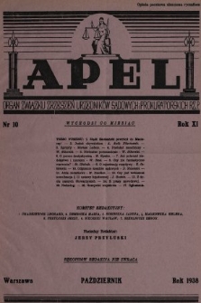 Apel : organ prasowy Związku Zrzeszeń Urzędników Sądowych i Prokuratorskich R. P. 1938, nr 10