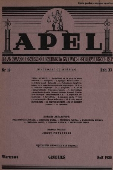 Apel : organ prasowy Związku Zrzeszeń Urzędników Sądowych i Prokuratorskich R. P. 1938, nr 12