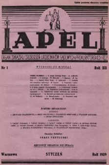 Apel : organ prasowy Związku Zrzeszeń Urzędników Sądowych i Prokuratorskich R. P. 1939, nr 1