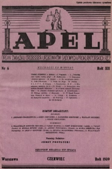 Apel : organ prasowy Związku Zrzeszeń Urzędników Sądowych i Prokuratorskich R. P. 1939, nr 6