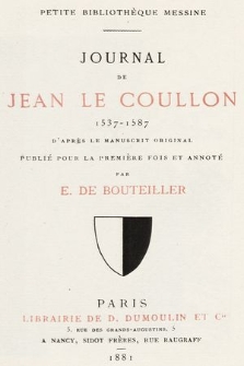 Journal de Jean le Coullon 1537-1587