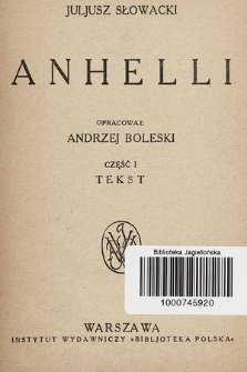 Anhelli. Cz. 1, Tekst
