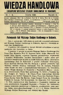 Wiedza Handlowa : czasopismo Wyższego Studjum Handlowego w Krakowie. 1928, nr 7-8