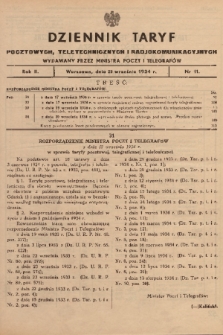 Dziennik Taryf Pocztowych, Teletechnicznych i Radjokomunikacyjnych. 1934, nr 11