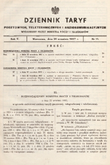Dziennik Taryf Pocztowych, Teletechnicznych i Radjokomunikacyjnych. 1937, nr 11