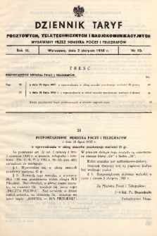 Dziennik Taryf Pocztowych, Teletechnicznych i Radjokomunikacyjnych. 1935, nr 10