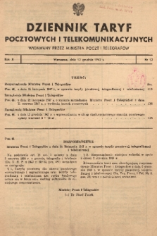 Dziennik Taryf Pocztowych i Telekomunikacyjnych. 1947, nr 12