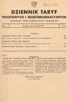 Dziennik Taryf Pocztowych i Telekomunikacyjnych. 1947, nr 13