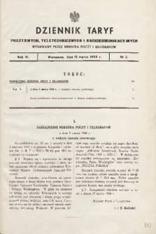 Dziennik Taryf Pocztowych, Teletechnicznych i Radjokomunikacyjnych. 1938, nr 2